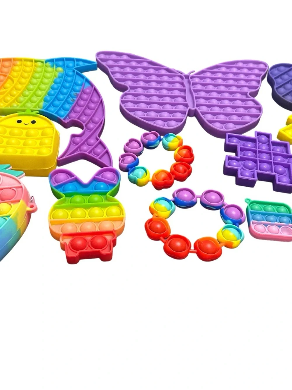 Lot Of 13 Viral Fidget Pop It Toys Autism Anxiety Stress Relieving Bracelet Bags